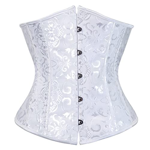 Corset Womens Top Floral Bustier Cincher Waist Overbust Shapeware Shape X (White, L)