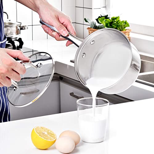 Velaze Topfset Induktionsherd, 8-teilig Kochtopf Set mit Antihaft Bratpfanne, Topf Set Induktion mit Glasdeckel, Edelstahl Töpfe Set für alle Herdarten und für verschiedene Kochbedürfnisse – Bild 7