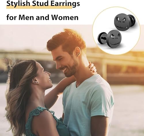 Skull Stud Earring Skeleton Earrings Anti-Allergy Stainless Steel Earring Men Punk Skull Ear Stud Hiphop Earring Skull Earrings for Party Girl Men's Earrings