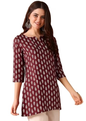 Image of Women's Short Kurti in TopsTunic Rayon Cotton Blend | Ladies Ethnic Tunic
