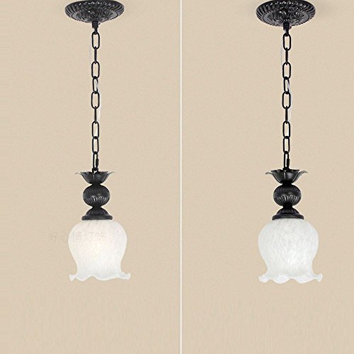 Suspension rétro E27 en verre et fer noir luminaire vintage pour couloir et balcon rustique