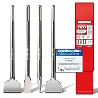 SCHWABENBACH® SDS Max Meißel 400mm 4tlg. - Fliesenmeißel 50 mm Abgewinkelt + Flachmeißel 25mm + 50mm + Spitzmeißel - Meißel Set kompatibel mit Bosch Hilti Bohrhammer