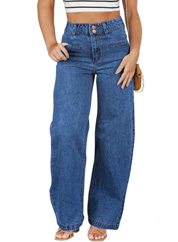Eytino Women's Plus Size Jeans High Waisted Straight Leg Stretchy Jeans Trendy Casual Loose Denim Pants with Pockets(1X-5X)