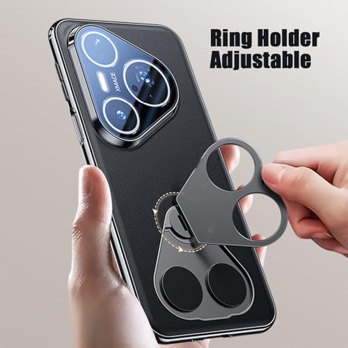 Étui en cuir Huawei Pura 90 Pro antichoc noir avec protection d'objectif intégrée