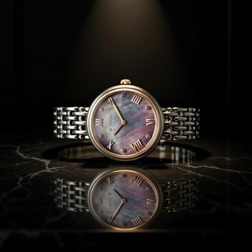 Image of Titan Aura Quartz Analog Titanium Mother of Pearl Dial Titanium Stainless Steel Strap Watch for Women-95243KM01
