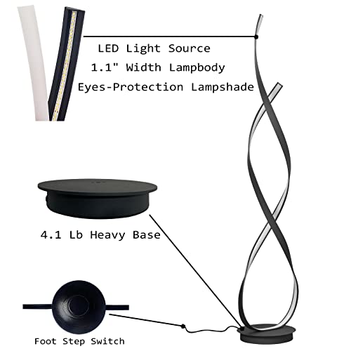 Aooliwang 40W 54.3 Inches Floor Lamp For Living Room Lighting With 3 Color Temperature Remote Control (Black) #TOP1