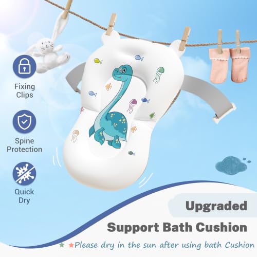 Image of AVIDOR Baby Bathtub,Collapsible Bathtub for Newborn to Toddler,Durable Essential Infant Bath Tub,Portable Travel Baby Tub with Soft Bath Net,No-Slip Feet and Dinosaur Shaped (Navy Blue)