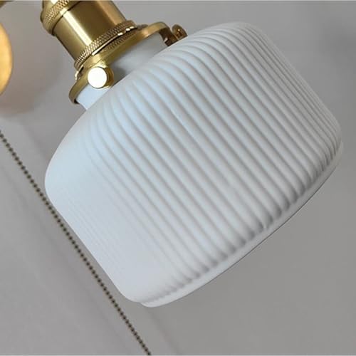 Aplique de pared de cerámica acanalada con interruptor de cordón estilo retro para dormitorio 8