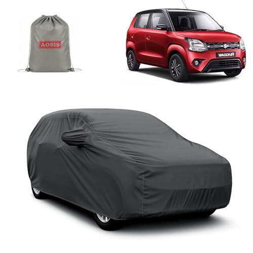 Image of AOSIS 'Waterproof' Car Cover Compatible with Maruti Suzuki Wagon R 1.0 /Stingray /Facelift /2000-2025 Year Model 300 GSM Uly Coated Thick Fabric 4X4, Adjustable Belt Buckle, Elastic Grip