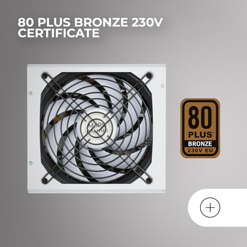 MPB650, Alimentatore PC ATX 650W, 6 Anni di Garanzia, 80Plus Bronze 230V, Ventola FDB da 140mm con Tecnologia Silenziosa AI-RPM, 90% di Efficienza, Bianco - Alimentatore - Immagine 2