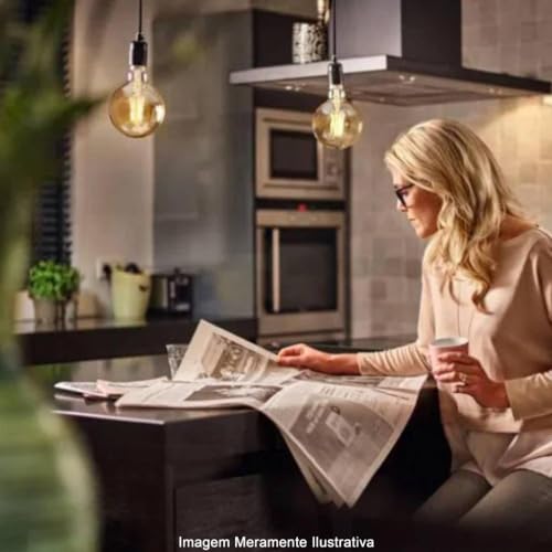 Lâmpada Led Philips Filamento 2.7W bivolt (100-240V) bulbo vela base E14 com soquete extra E27