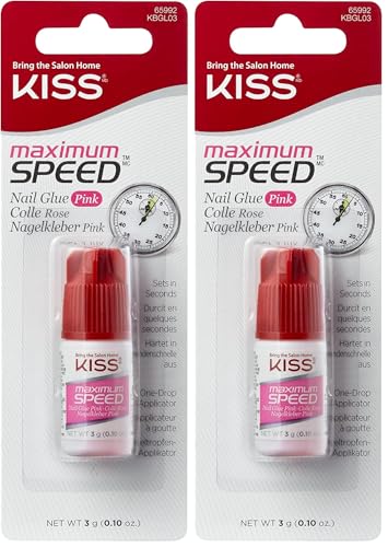 KISS Nagelkleber Maximum Speed pink 3g – Schnelltrocknender Nagelkleber zum Aufkleben und Repariereâ€¦ – Miniatur