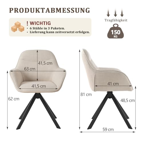 Lot 6 Chaises Pivotantes 360° Beige Lin JOD01370AAA-6 Daming Furniture Co. Ltd