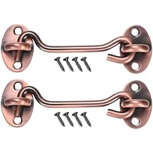 M METERXITY 2-Pack Hook and Eye Latch for Door 100 Mm/4 Inch 201 Stainless Steel Barn Door Lock Hook and Eye Gate Latch for Gate/Shutters/Window/Cabinet/Bathroom [Red]