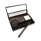 AMarkUp Three-Dimensional Natural 3-Color Face Eyebrow Powder Eye Shadow Palette with Double Sided Makeup Brush Mirror Set (#02 Black)