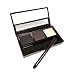 AMarkUp Three-Dimensional Natural 3-Color Face Eyebrow Powder Eye Shadow Palette with Double Sided Makeup Brushes Mirror Set (#02 Black)