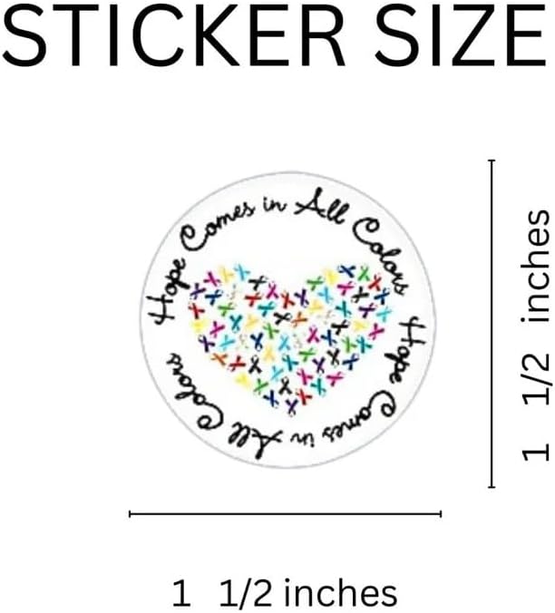 250 Multi Color Ribbon Awareness Stickers - Hope Comes in All Ribbons, Cancer, Disease Perfect for Support Groups, Hospitals, Doctor Offices