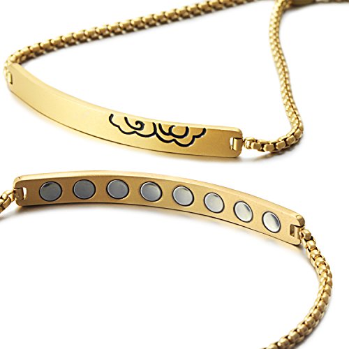 RainSo Womens Magnetic Stainless Steel Bracelets for Arthritis Wristband (Gold) RainSo Womens Magnetic Stainless Steel Bracelets for Arthritis Wristband (Gold)