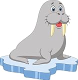 10 x 10 cm U24 Aufkleber Walross auf Eisscholle 10 x 10 cm Autoaufkleber Sticker Konturschnitt