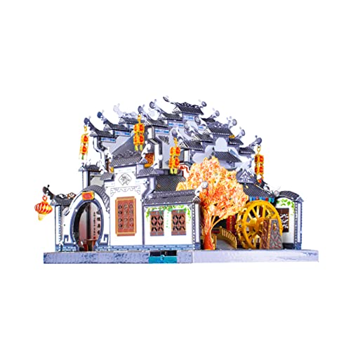 Mu 3D Metal Puzzle For Adult Chinese Landscape Architecture Anhui Style Gardens, Jigsaw Diy Miniature Model Kits For Beginner Building Birthday Gift, 124Pcs #TOP1