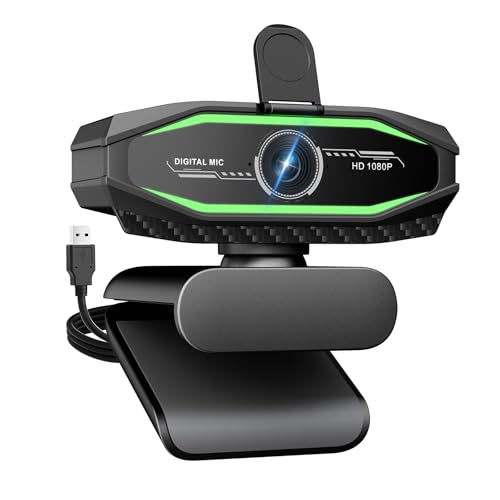 Image of 1080P HD Webcam, USB Plug & Play Computer Camera, Auto Low-Light Streaming Camera, RGB Status Light Web cam, Noise-Canceling Microphone Webcam - for Video on Laptop & Desktop