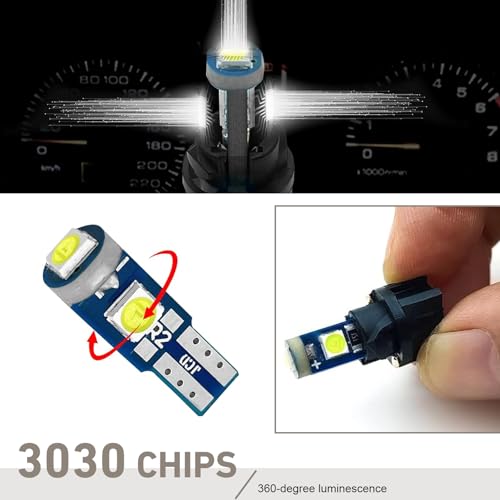 20 Bombillas LED T5 para Auto, Luz Blanca miniatura 6