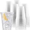 Durameg [100 Count - 16 oz. Crystal Clear PET Plastic Disposable Cups with [Straw-Slot Flat Lids]