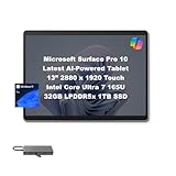 Microsoft Surface Pro 10 13' 2880x1920 120Hz Touch AI-Powered Tablet for Business, Intel 16-Core Ultra 7 165U Support Copilot AI Assistant, 32GB RAM, 1TB SSD, 2X Thunderbolt 4, Win 11 Pro, Platinum