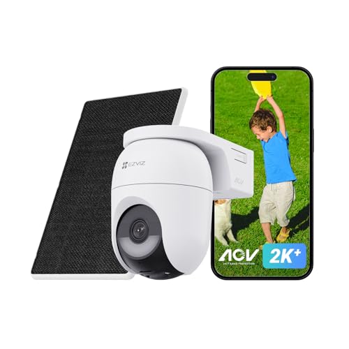 EZVIZ 4MP Camara Vigilancia WiFi Exterior Solar, AOV 360° PTZ Cámara Sin Cables con Bateria...