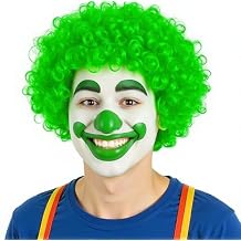 Pack of 2 Funny Clown Curly Afro Wigs, Rainbow Wigs Colorful Clown Wig,Crazy Afro Wig 70s 80s Disco Theme For Little Youth Adult Women Mens Party Halloween Costume Prank Green