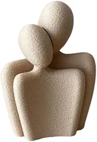 Escultura Casal Abraço Minimalista – Amor, União e Elegância | Decoração Moderna para Sala(Bege,Tamanho P (13 cm))