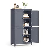 VASAGLE Floor Storage Cabinet, Freestanding Storage Unit with 4 Doors, Adjustable Shelves, 11.8 x 23.6 x 43.3 Inches, for Entryway, Bathroom, Slate Gray UBBC552G01