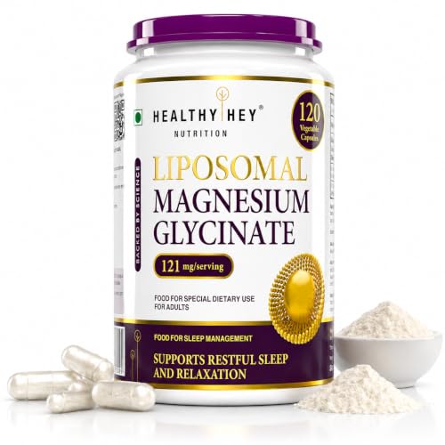 Image of HealthyHey Nutrition Magnesium Glycinate 14% Fully Chelated Supplement High Absorption for Sleep, Cramps, & Nerves Health - 60 Vegetable Capsules