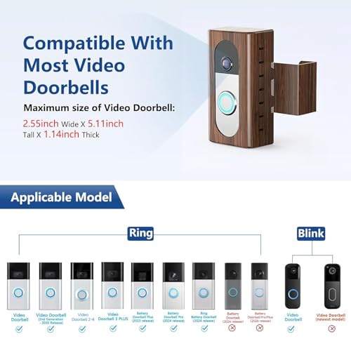 Image of KIMILAR Anti-Theft Video Doorbell Mount Compatible with Most Wireless Video Doorbell, Adjustable Mounting Bracket Accessories for Houses, Apartments, Businesses