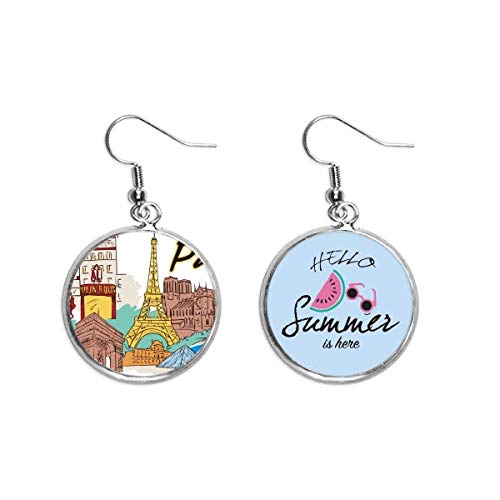 Pendientes de sandía y Torre Eiffel acuarela perfectos para tus tardes de verano