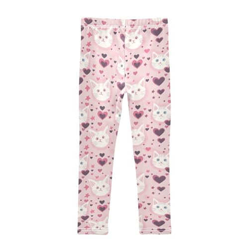 Cute Cat Head Girls' Leggings Toddler Doodles Stars Kids Yoga Pants Dance Active Tights 4T2