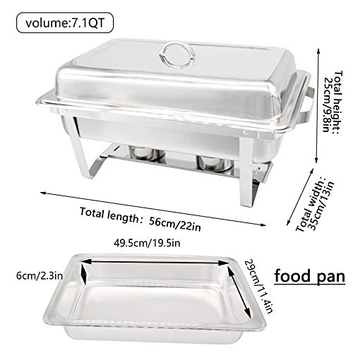 image for Agyvvt 2 Pcs Rectangle Stainless Steel Chafing Dish with Water Pan Buf