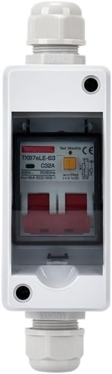 Distribution Box IP65 with AC Circuit Breaker 16A 20A 25A 32A 63A(HT2-RCBO,32A)