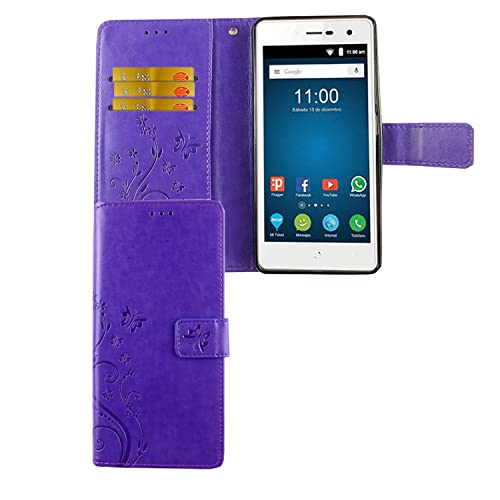 Étui ZTE Blade L7 protection portefeuille violet fleurs