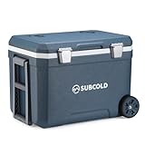 Subcold MOBI Wheeled Cooler Box – Insulated Cool Box on Wheels with Handles and Drain | Ice Cooler for Travel, Car, Camping & Outdoor | Stays Cool for Days | PU Foam Insulation (Blue) (45L)