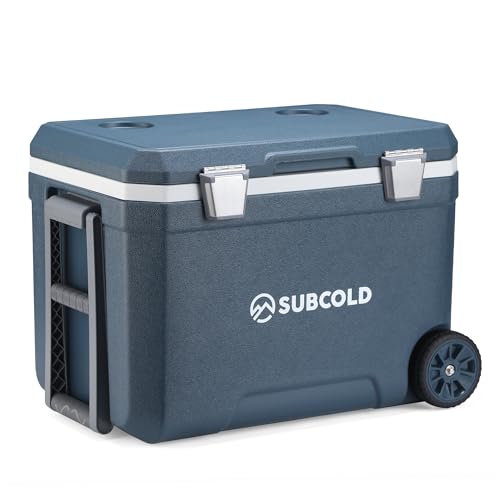 Subcold MOBI45 Wheeled Cooler Box – Large Insulated 45L Cool Box on Wheels with Handles and Drain | Ice Cooler for Travel, Car, Camping & Outdoor | Stays Cool for Days | PU Foam Insulation (Blue)