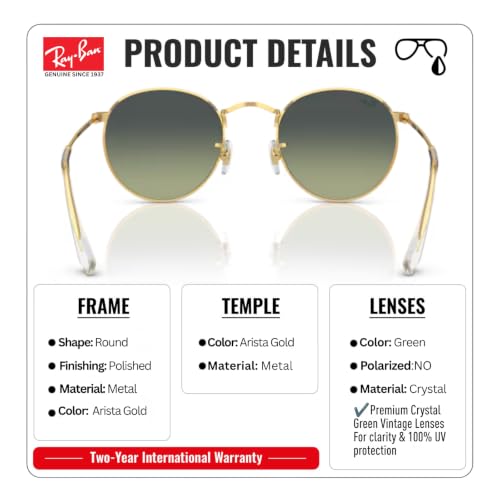 Image of Ray-Ban RB3447 ROUND METAL Round Shaped Sunglasses for Men with Official RAYBAN Eyewear Kit