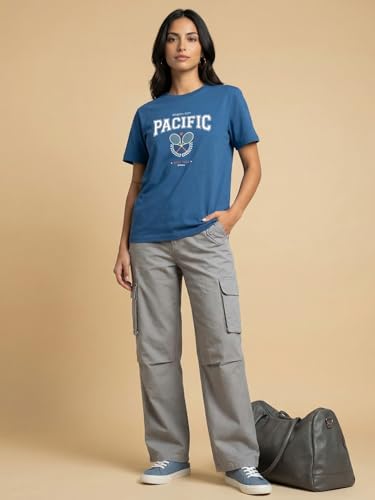 Image of Nobero Women's Graphic Printed T-Shirt | Regular Fit 180 GSM Cotton Tee for Women | Comfortable Round Neck Casual Wear