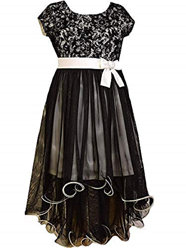 Bonnie Jean Girls Bonded Lace w/Princess Seams Fall Holiday Dress, Ivory/Gold, 7-16