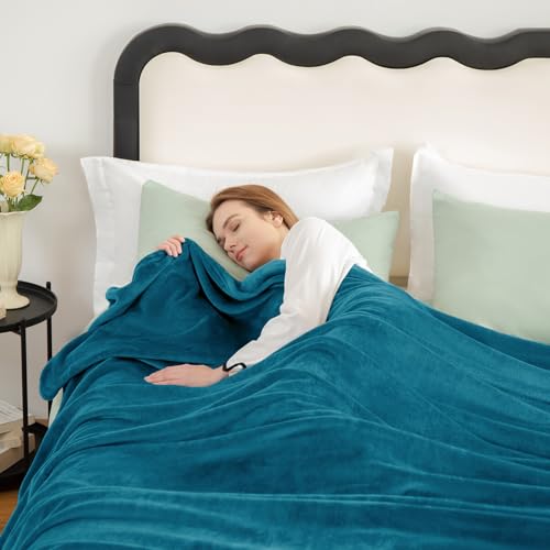 Miniatura 5 de Wavve Manta Pequeña Para Sofá, Manta Franela 130x150 Cm, Manta De Microfibra, Suave, Cálida, Transpirable Turquesa