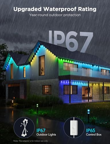Image of Govee Permanent Outdoor Lights Pro, 150ft with 90 RGBIC LED Lights for Daily and Accent Lighting, 75 Scene Modes for Outdoor Decor, IP67 Waterproof, Works with Alexa, Google Assistant, Matter, White | Daily and Accent Lighting, 75 Scene Modes for Patio, Backyard, IP67 Waterproof, Works with Alexa, Google Assistant, Matter
