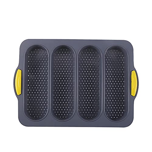 Loaf Pan Atrccs Set Of 1 With Four Buns French Bread Loaf Pan Bread Pan Non-Stick Pan Easy To Release Household Silicone Food Baking Breakfast Afternoon Tea Romantic Dinner Tool (Black) #TOP3