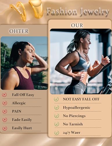 Dainty Small Ear Cuff for Women - Trendy 14K Gold Plated CZ Non Piercing Cartilage Earring Set Jewelry Gift4