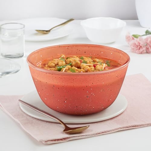 Image of Borosil 1.5 L Kube Pink Serving & Mixing Bowl | Made in India Borosilicate Glass Bowl for Kitchen & Dinning | Bowl for Mixing Dough, Salad, Batter | Microwave & Dishwasher Safe