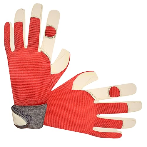 ITC Red Gardening Gloves for Women | Screen Touch Fingers | Garden Gloves Thorn Proof | Breathable and Durable Garden Gloves Women
